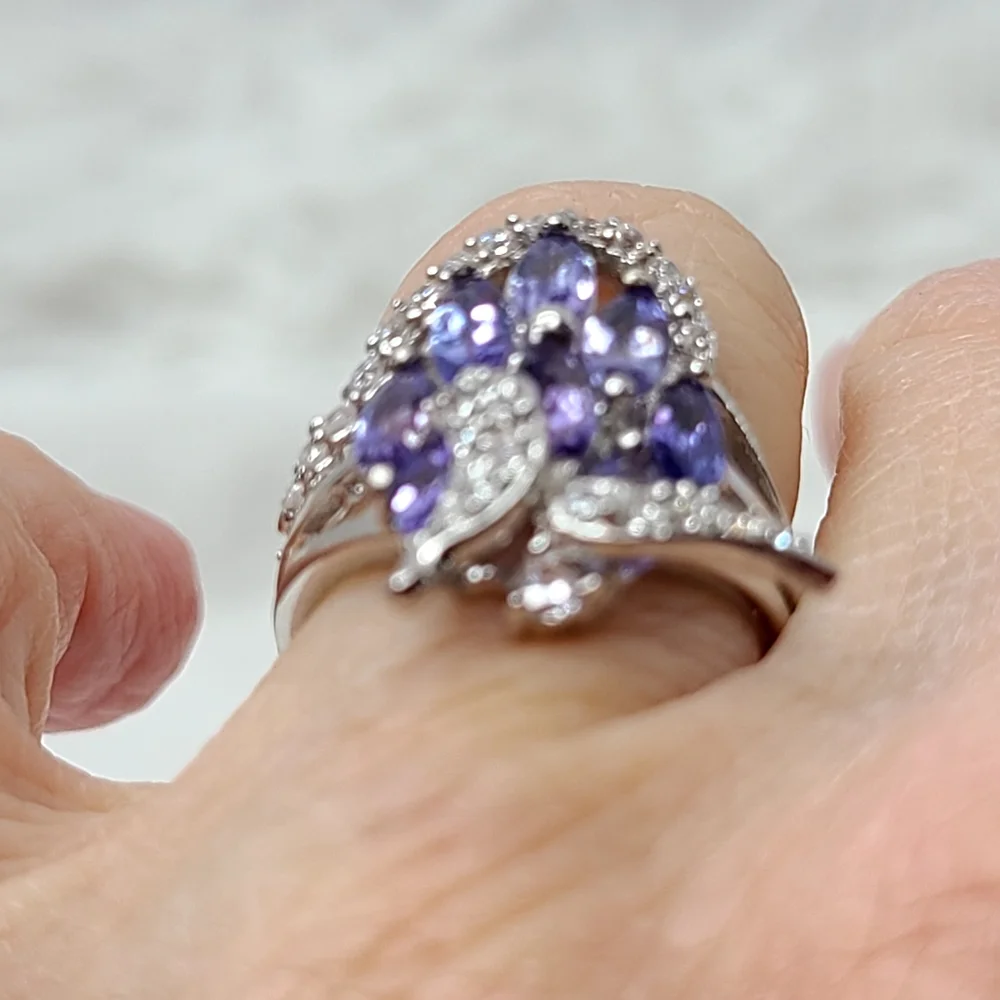 Tanzanite Cluster Ring